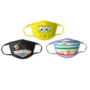 2/$12 💥 NEW SpongeBob SquarePants Children's Washable Face Masks 3 Pack (809)
